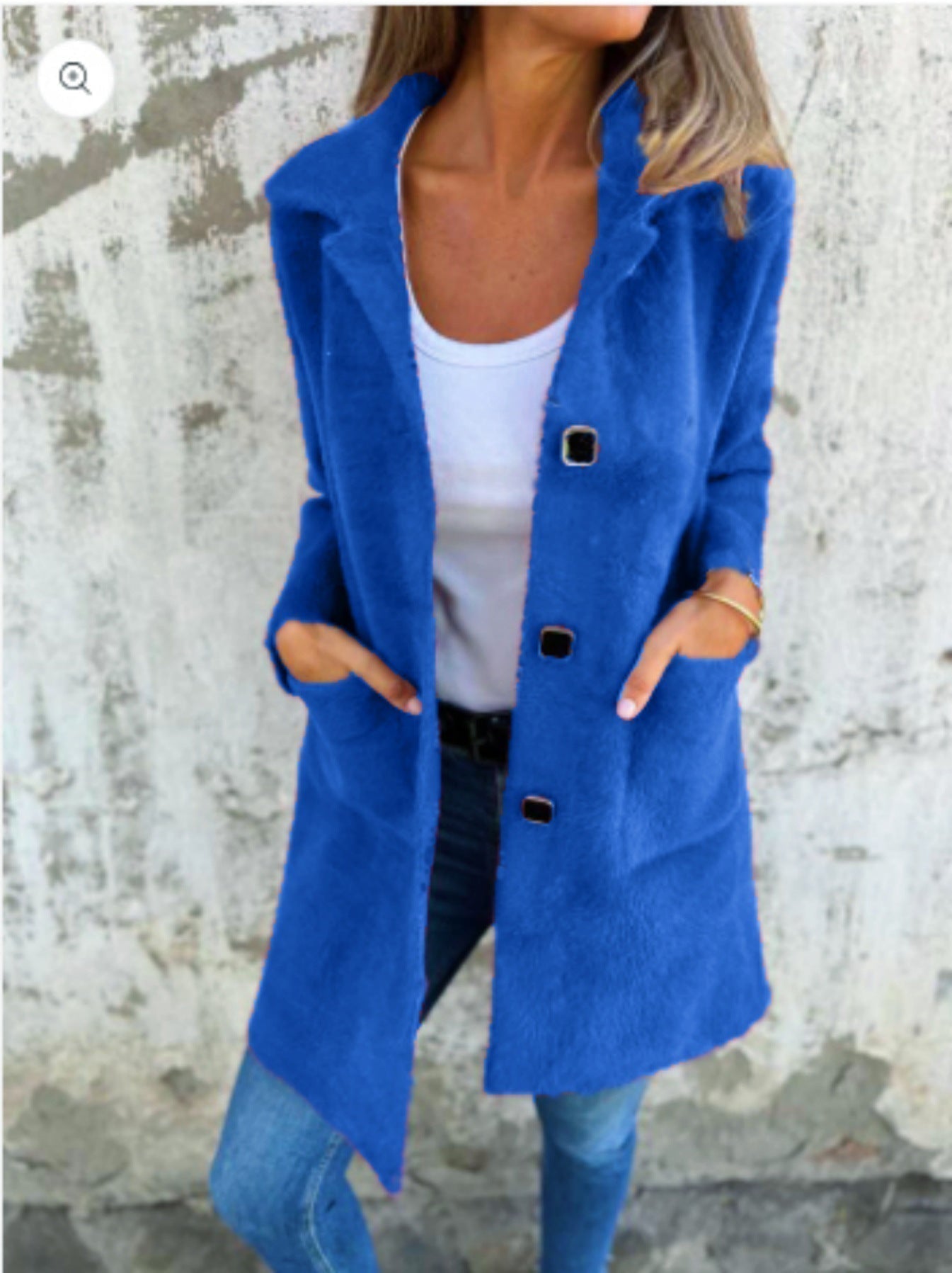 Lange Damenjacke Modern Knöpfe