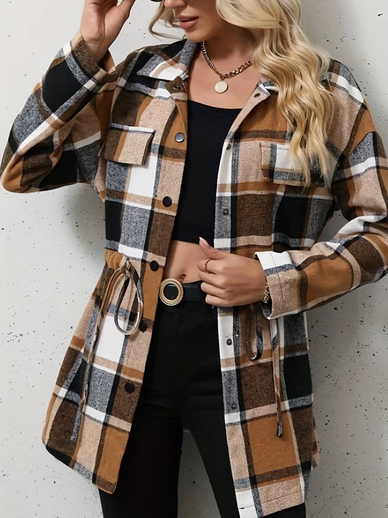 Ashley – Eleganter Karomantel Langarm