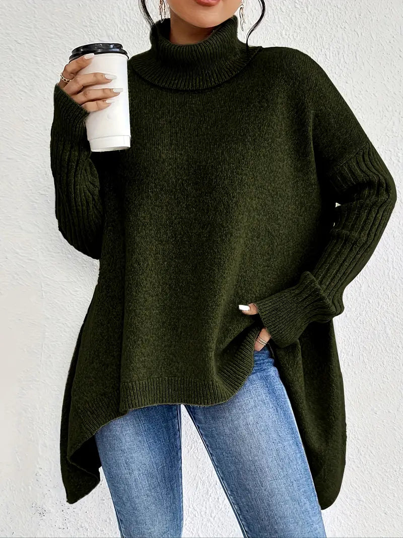 Bequemer Rollkragenpullover Lang Elegant