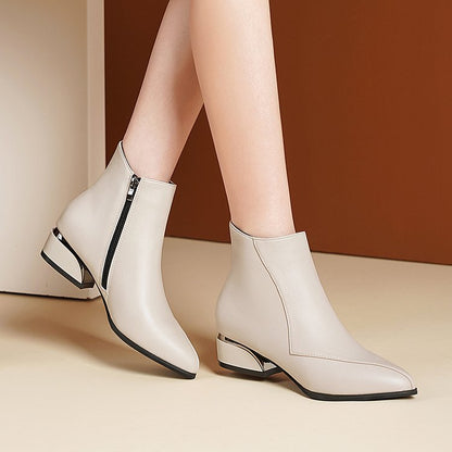 Damen Stiefeletten Chunky Niedriger Absatz