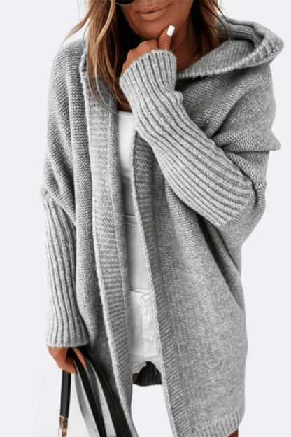 Damen Strickmantel Kapuzenparka