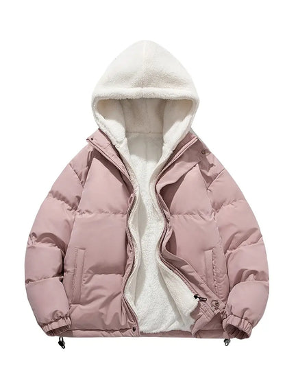 Stylische Winterjacke Fleece Kapuze Warm