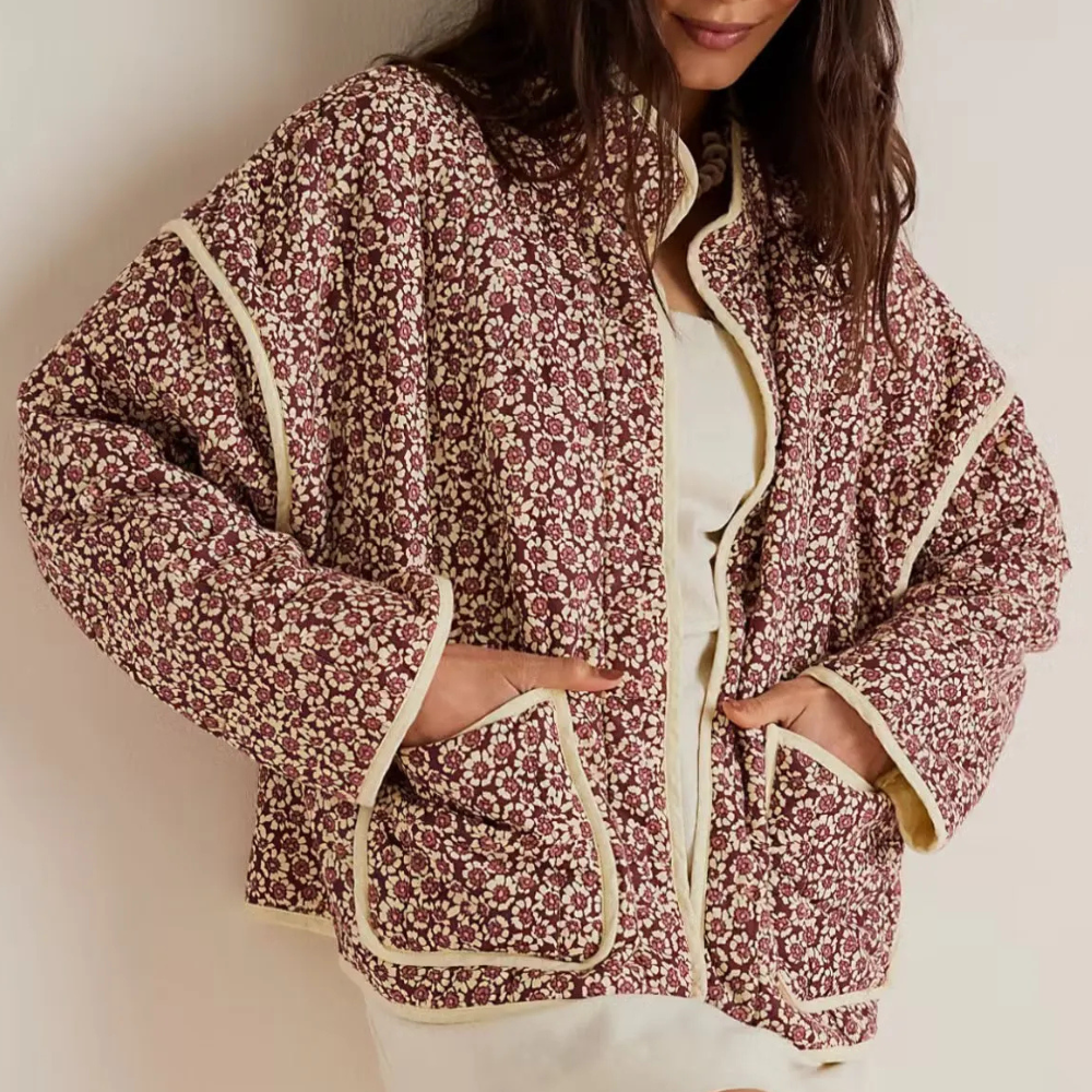 Herbstjacke Frauen Blumenmuster Elegant