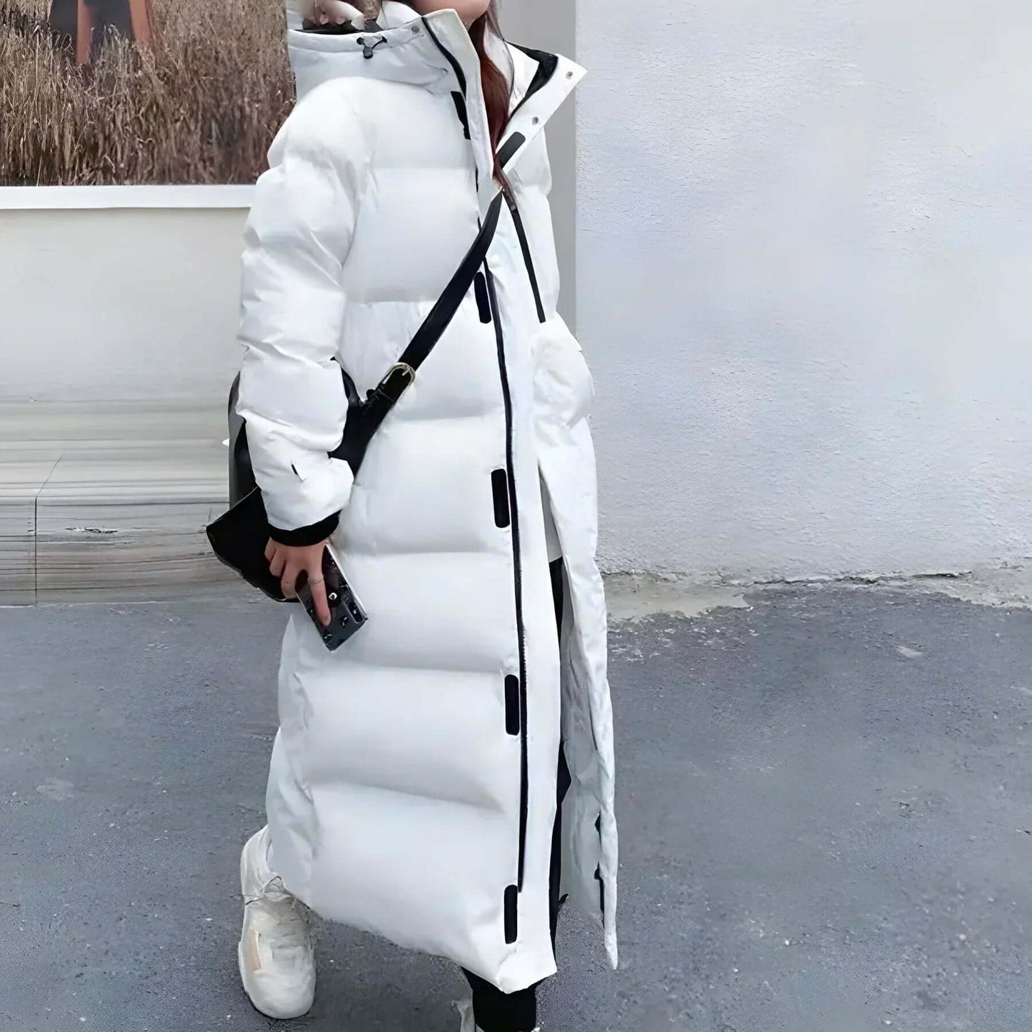 Warme Damen Winterjacke Lang mit Kapuze