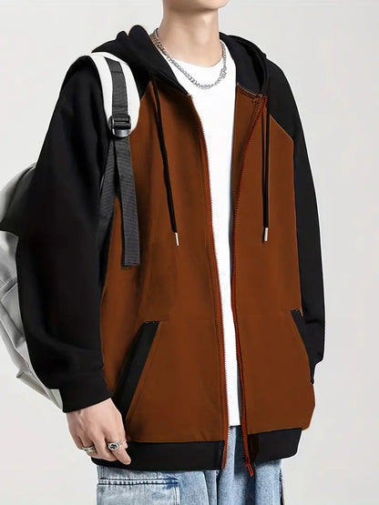 Herren Kapuzenpullover Farbblock Modern Reißverschluss - IdealeKleiden