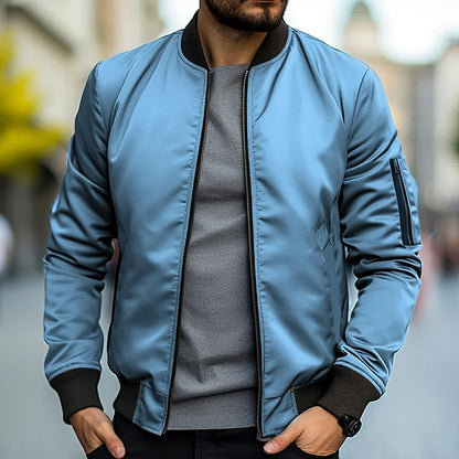 Herren Bomberjacke Hoch Modern Reißverschluss