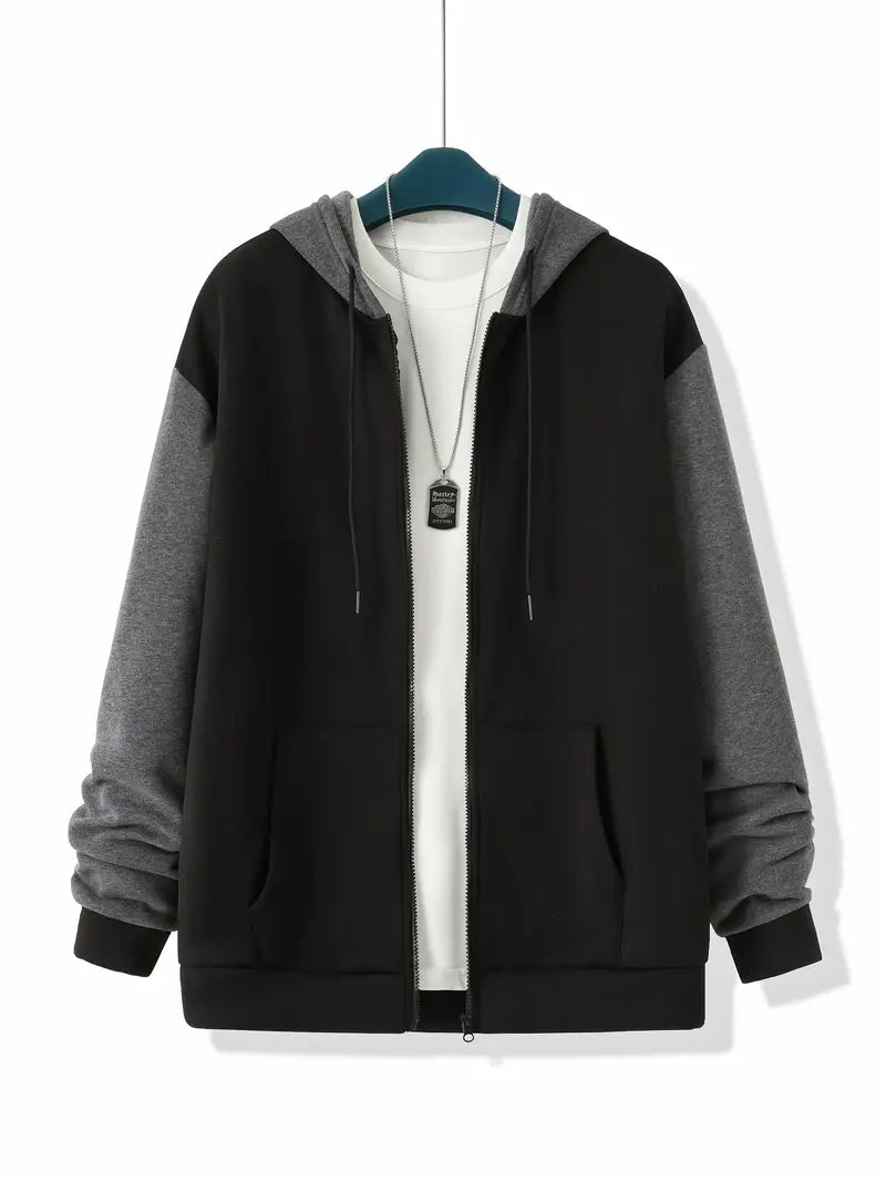 Stylische Herren Hoodie Kontrastfarben - IdealeKleiden