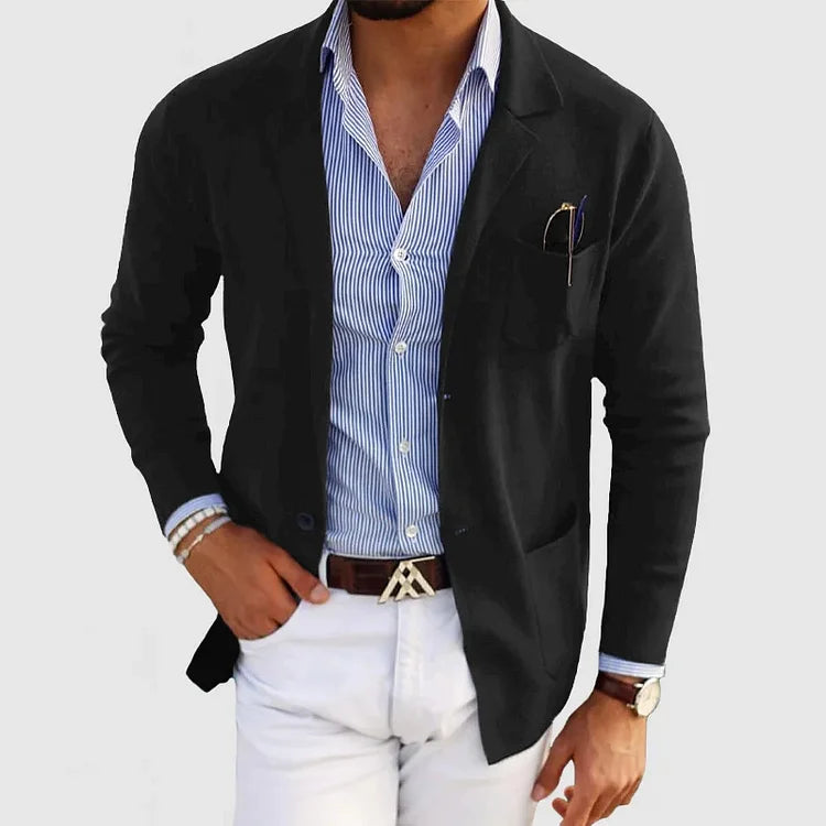 Herren Strickblazer Beige Casual
