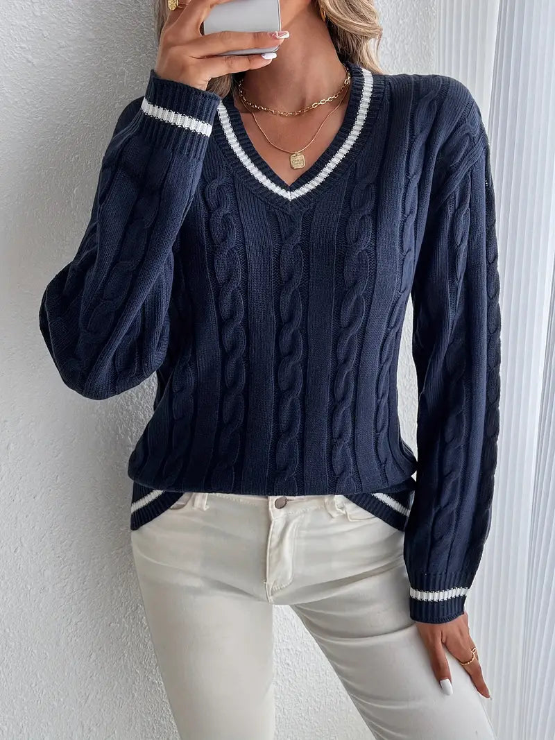 Weiches V-Ausschnitt Sweatshirt Damen