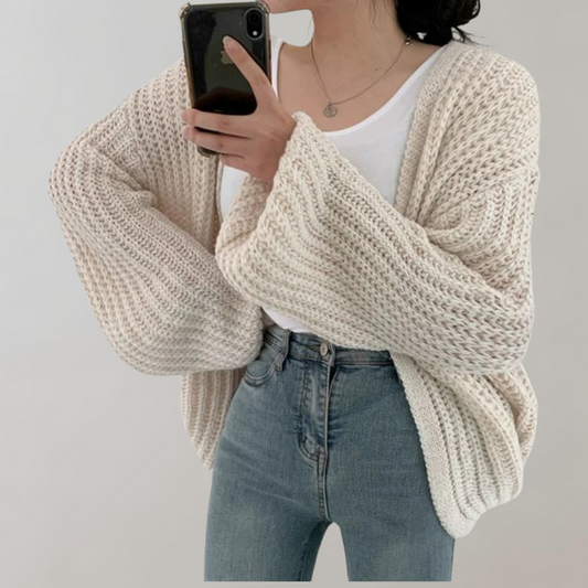 Grobgestrickte Damenstrickjacke Modern - IdealeKleiden