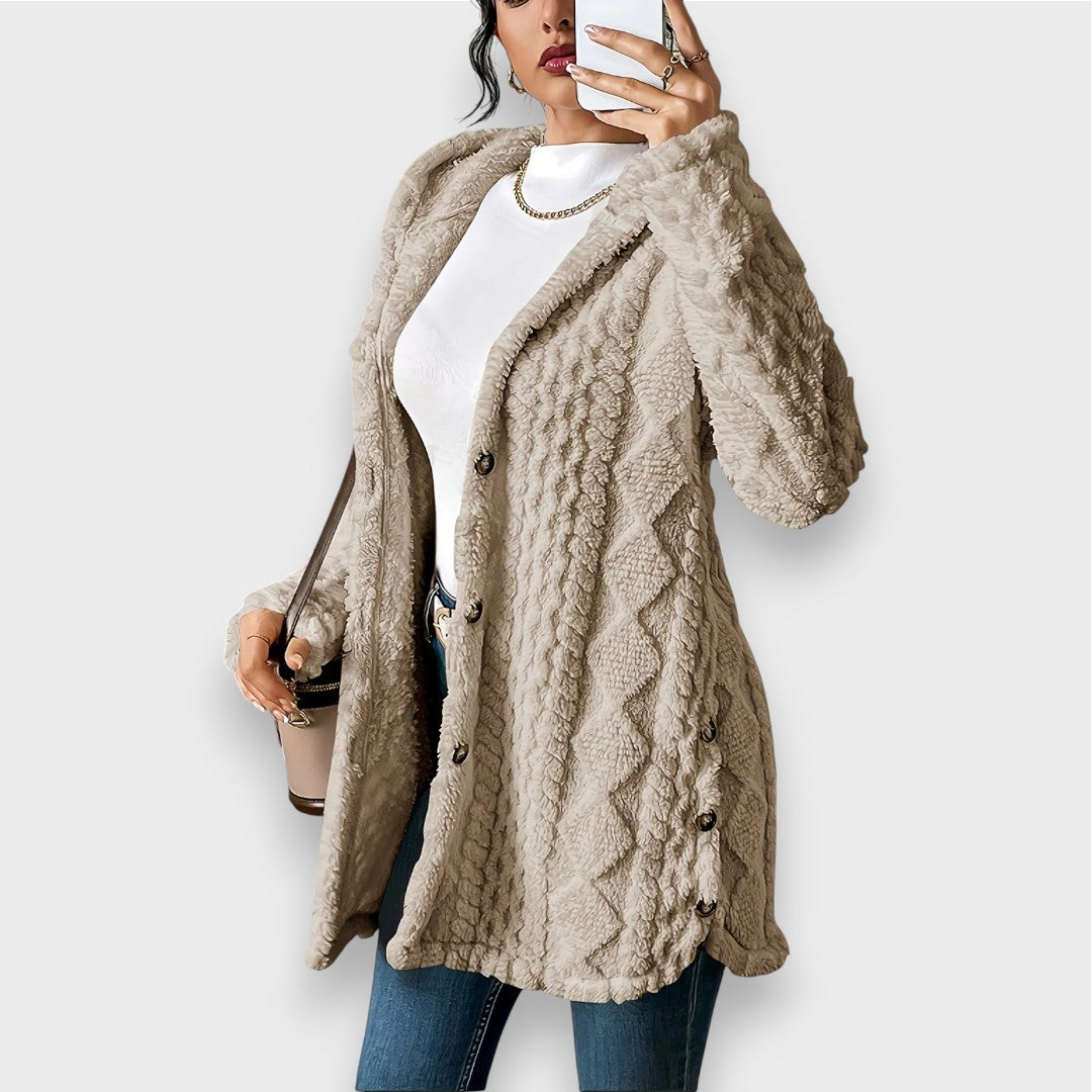 Weicher Plüsch Pullover Kapuzencardigan Damen