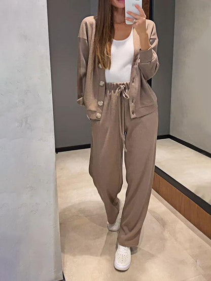 Kaschmir Set Damen Elegant V-Ausschnitt