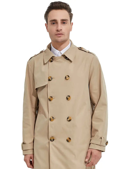 Klassischer Zweireihiger Trenchcoat Herren