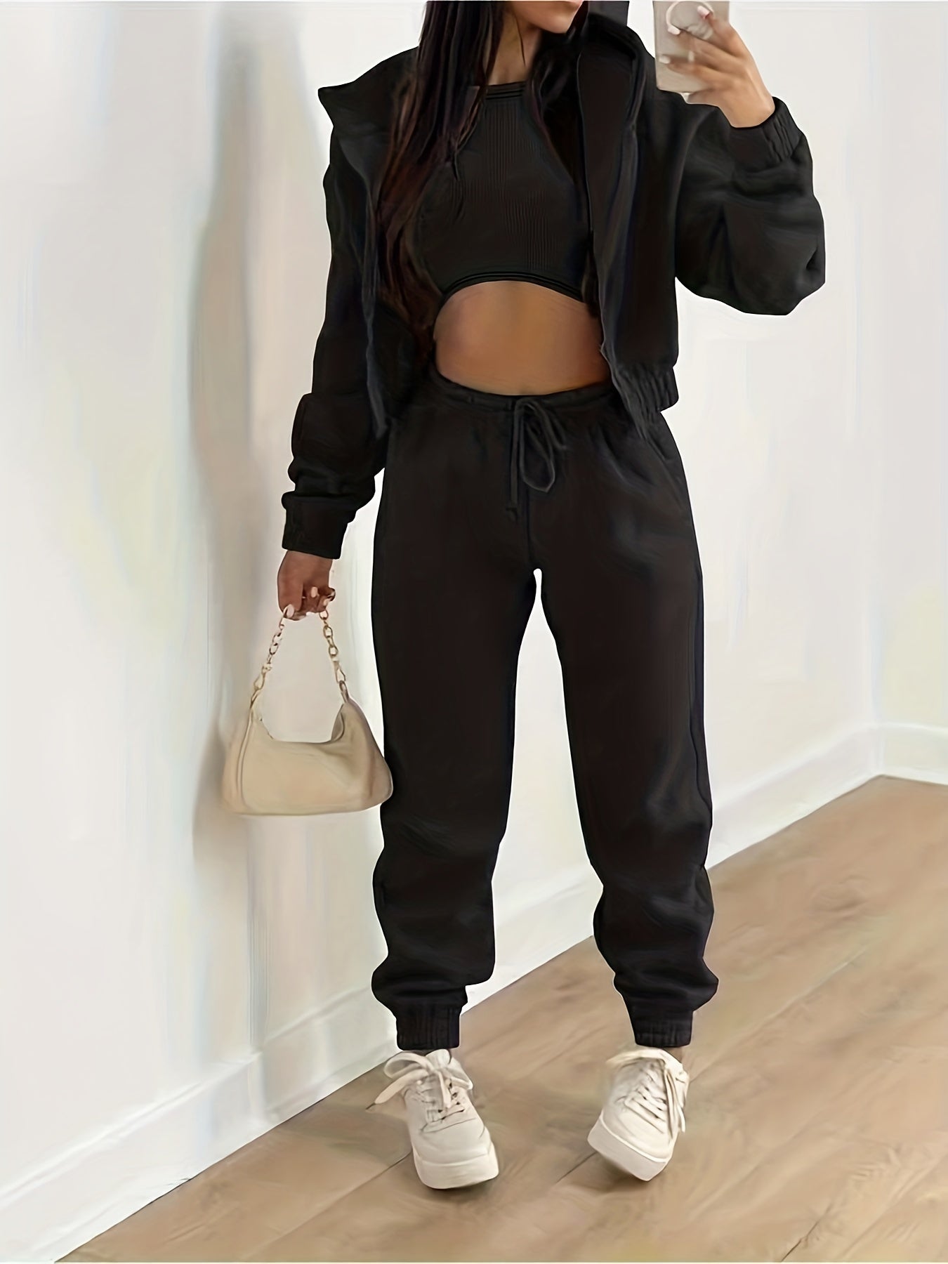 Komplette Sportbekleidung Set Kapuze Hose Top