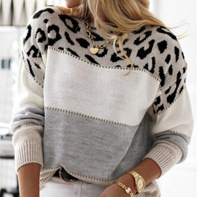 Stylisher Pullover Leopardenmuster Strick