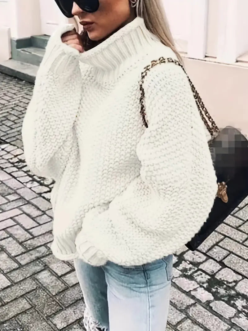 Stilvoller Einfarbiger Pullover Rollkragen