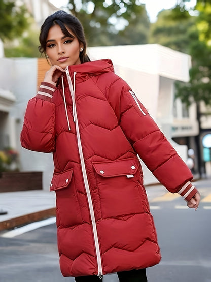 Warme Winterjacke Damen Lässig Kapuze