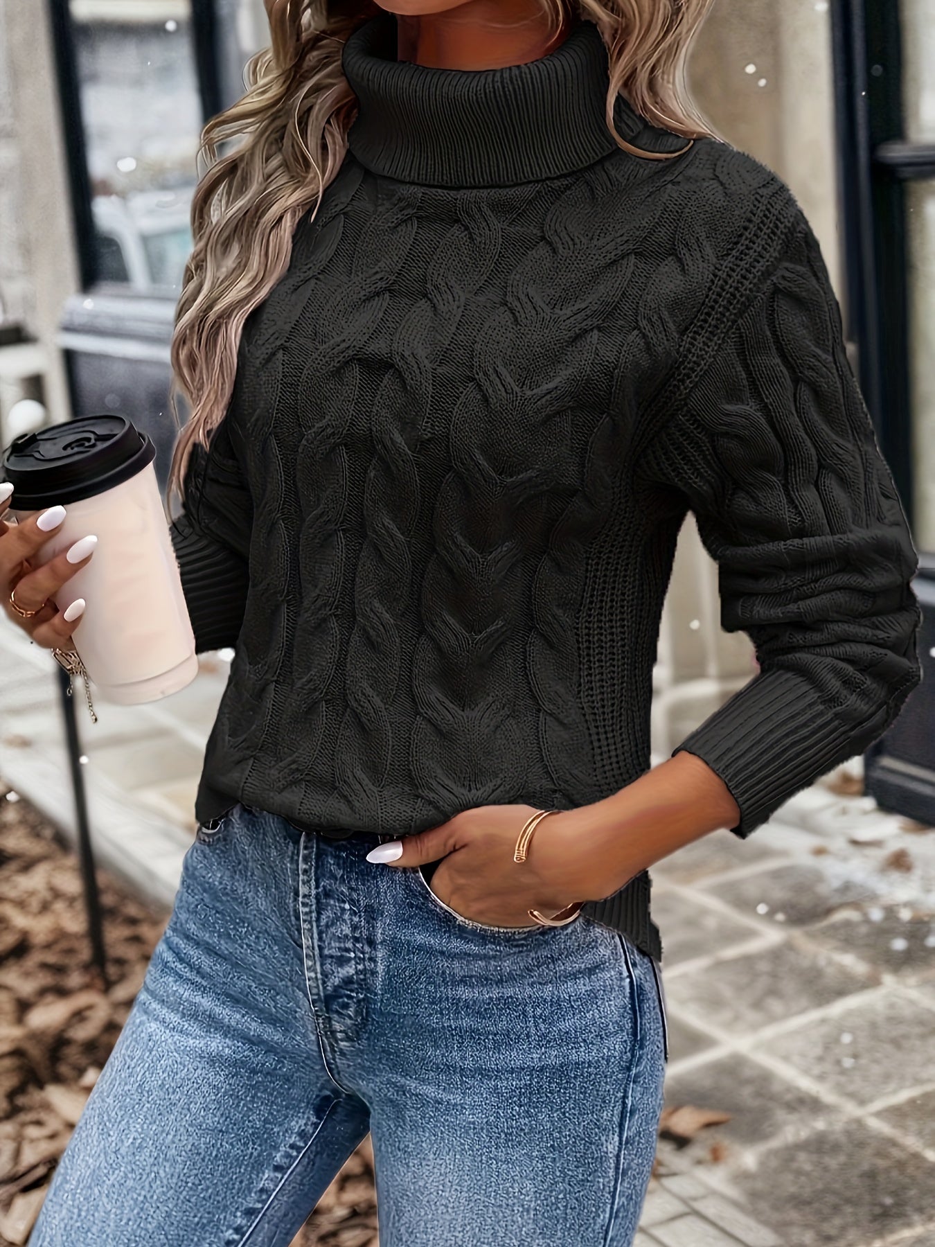 Weiche Damen Rollkragen Pullover Kaschmir Look