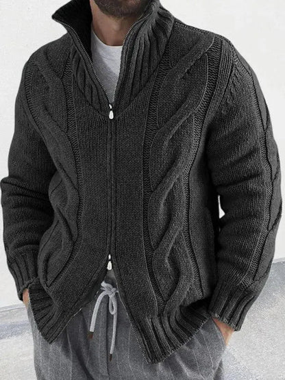 Herren Strickjacke Rollkragen Pullover Modern
