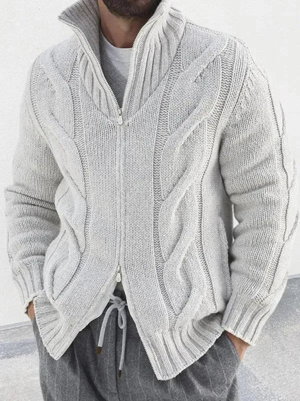 Herren Strickjacke Rollkragen Pullover Modern