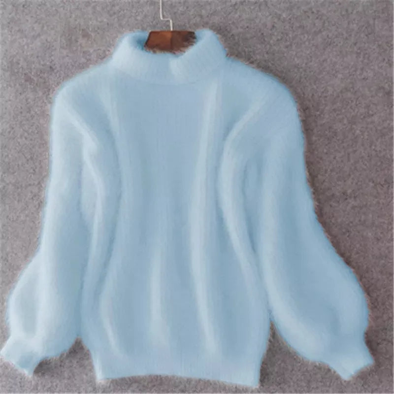 Weicher Angora Pullover Damen Lässig Chic - IdealeKleiden