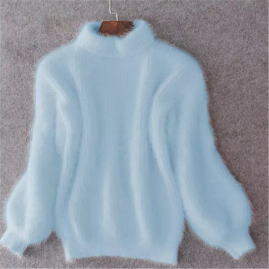 Weicher Angora Pullover Damen Lässig Chic - IdealeKleiden