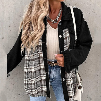 Oversize Shirtjacke Kariert Langärmelig