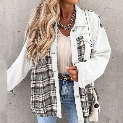 Oversize Shirtjacke Kariert Langärmelig