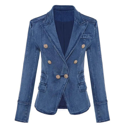 Moderner Denim Blazer Damen Freizeitstyle Einfarbig