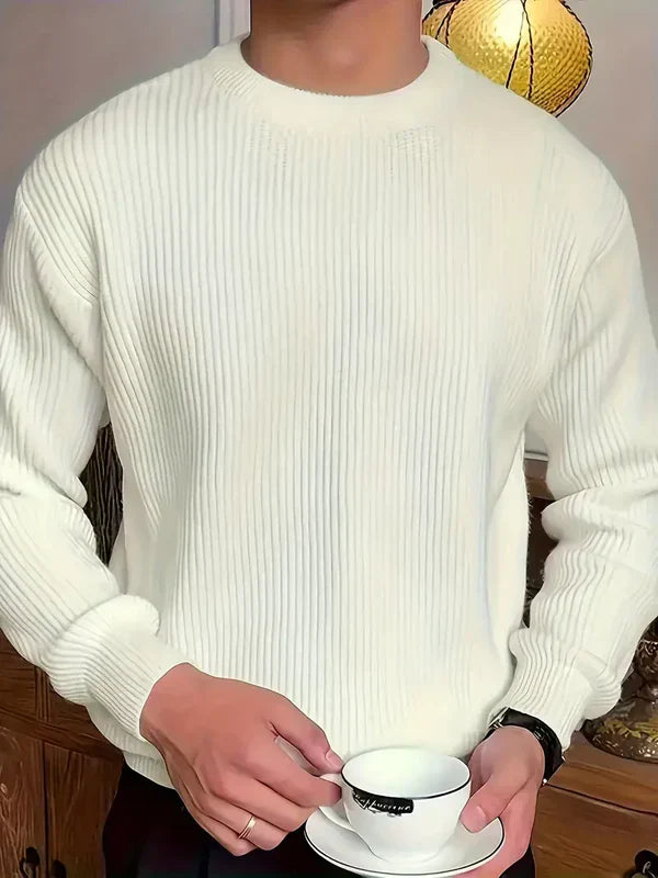 Herren Pullover Grob Gestrickt Rundhals