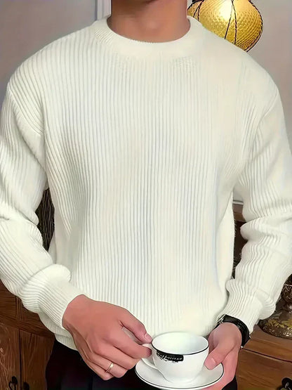 Herren Pullover Grob Gestrickt Rundhals
