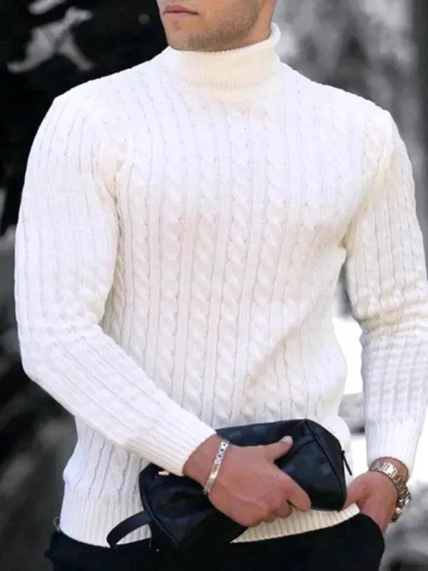 Stylisher Herren Pullover Stretch Rollkragen
