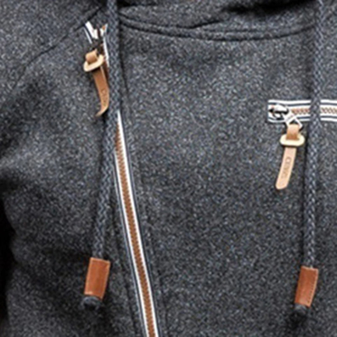 Bequemer Reißverschluss Hoodie Modern Sportlich - IdealeKleiden