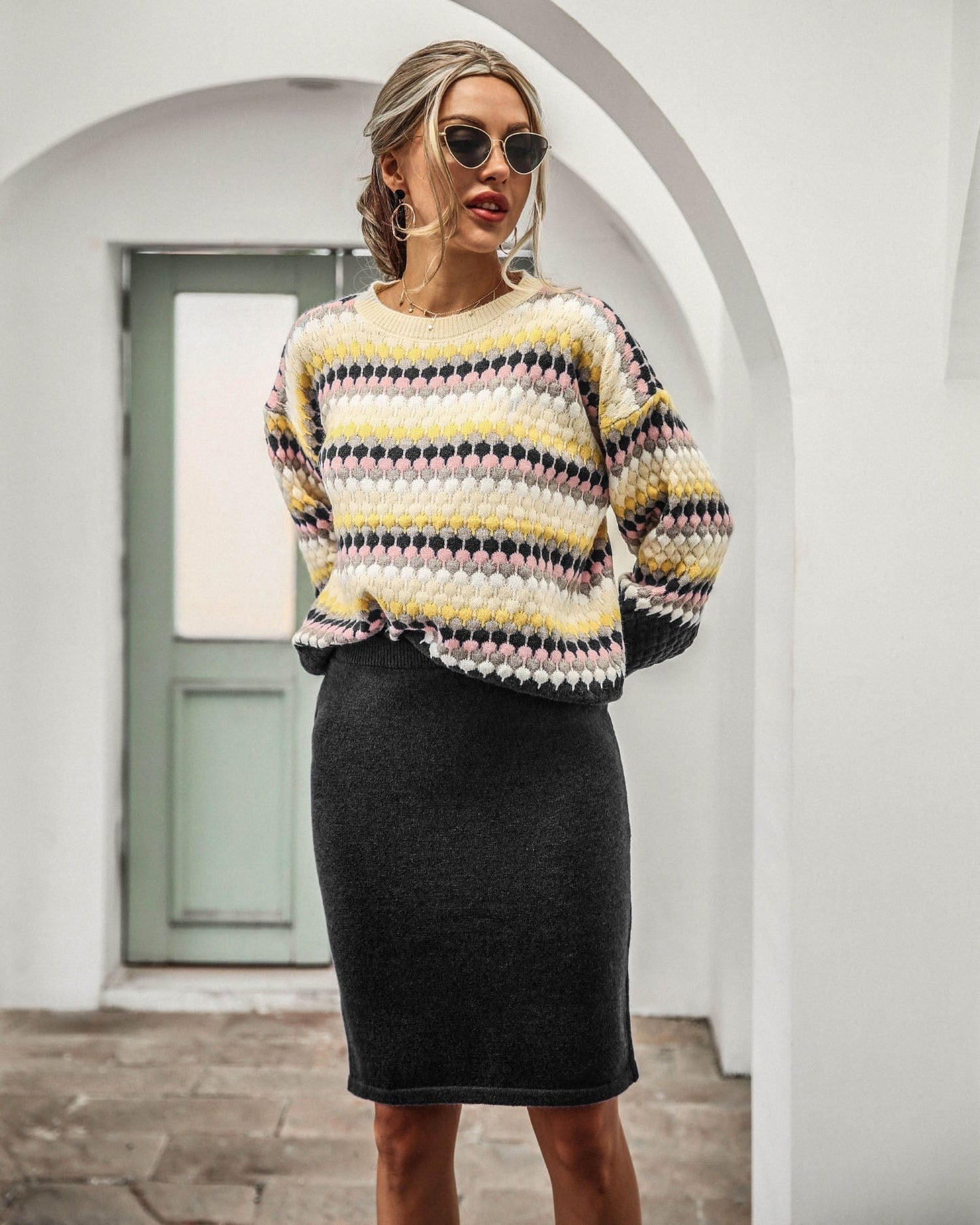 Damen 2-Teiliger Set Pullover und Rock Elegantes Outfit