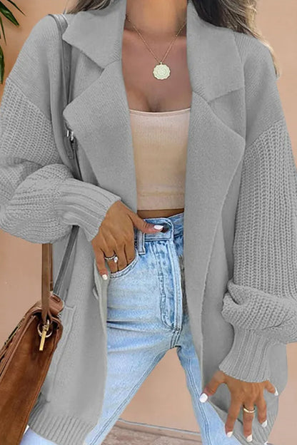 Stilvolle Wolljacke Patchwork Design