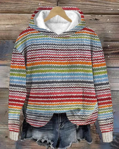 Kapuzenpullover Bunt Ärmel Trendy - IdealeKleiden