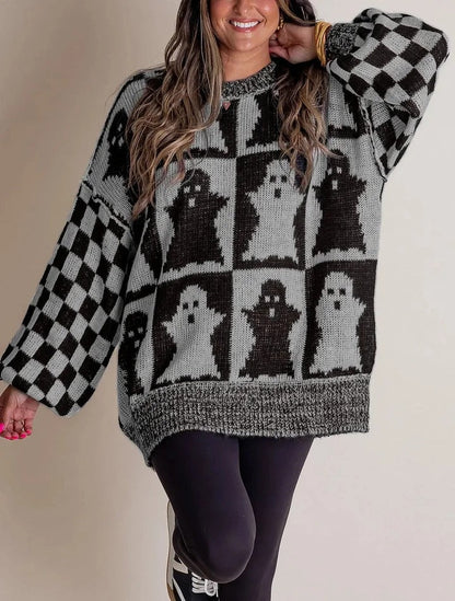 Karierte Strickpullover Damen