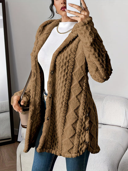 Winterjacke Damen Lang Kapuze Knöpfe