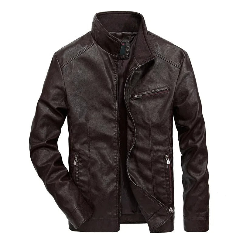 Herren Lederjacke Reißverschluss Frühjahr Modell - IdealeKleiden