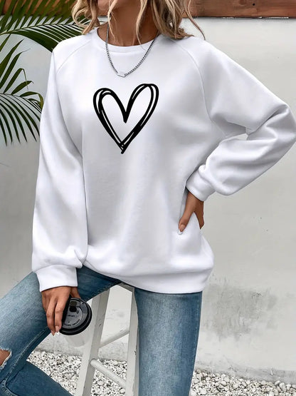 Eleganter Pullover Herz Muster Damen - IdealeKleiden