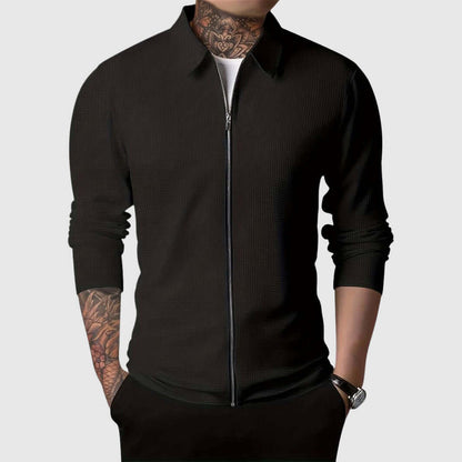 Herren Waffelstrick Jacke Warm Zip Up