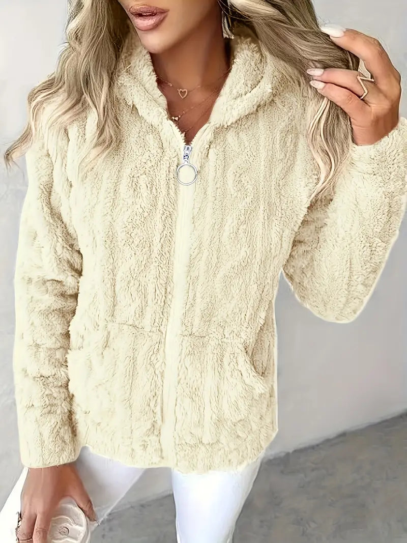 Klassischer Langarm Pullover mit Kapuze und Reißverschluss
