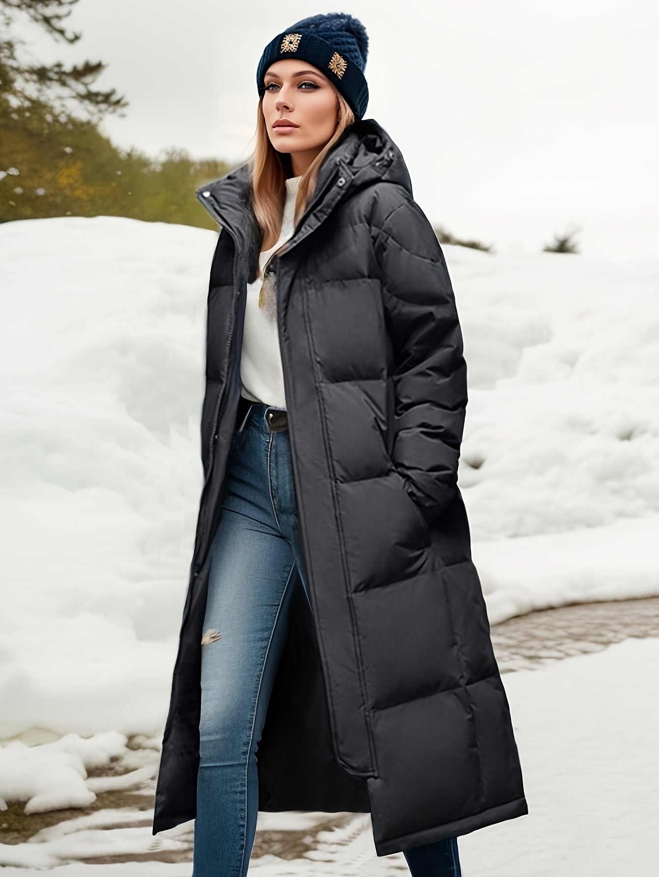 Wintermantel Damen Lang Stylisch Puffer Jacke