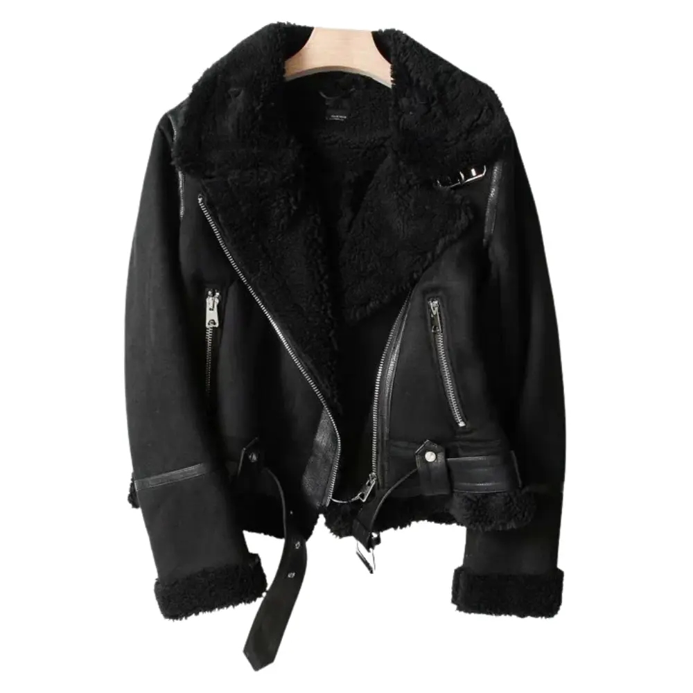 Lederjacke Frauen Trendy Wildleder