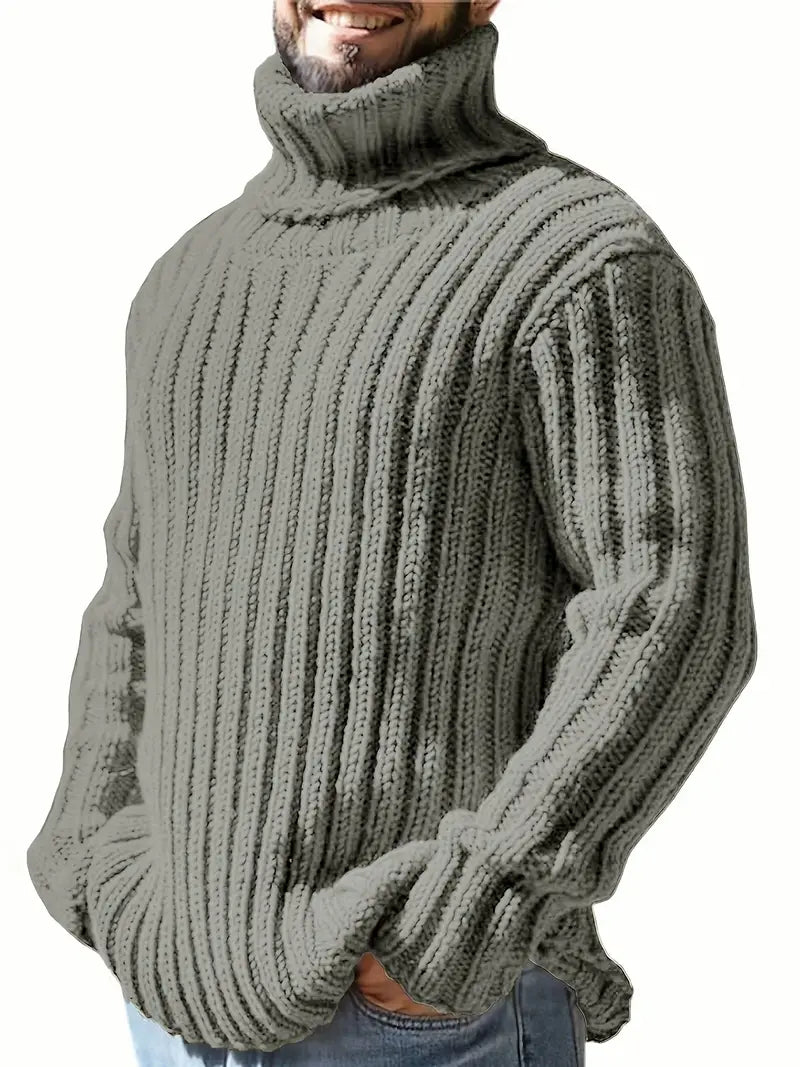 Einfarbig Rollkragen Pullover Herren Mode