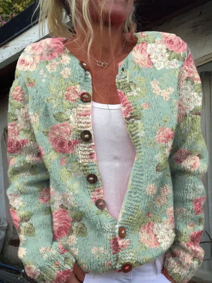 Strickjacke Damen Floral Elegant Style