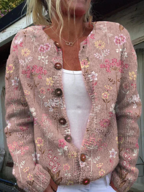 Strickjacke Damen Floral Elegant Style
