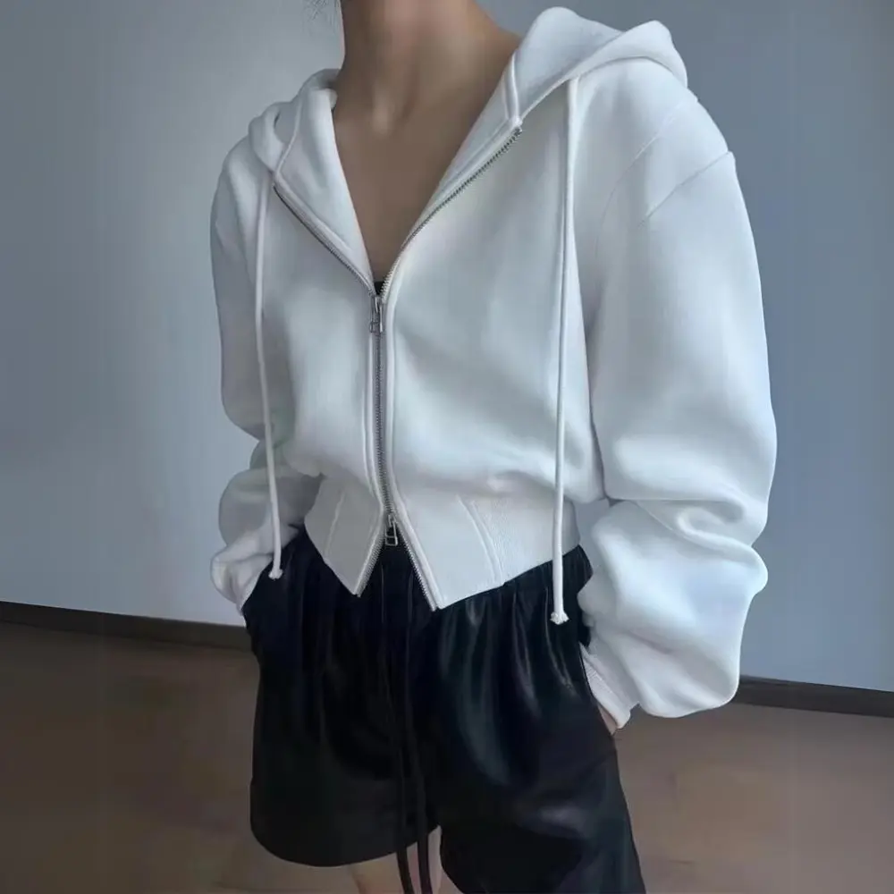 Kurze Sport Hoodie Zip Oben