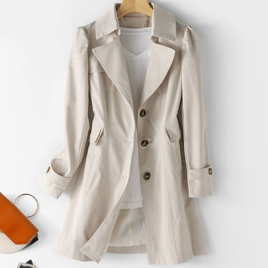 Eleganter Damen Mantel Klassisch Knielang Slimfit - IdealeKleiden