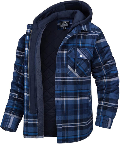 Karierte Herren Weste Hoodie Warm gefüttert